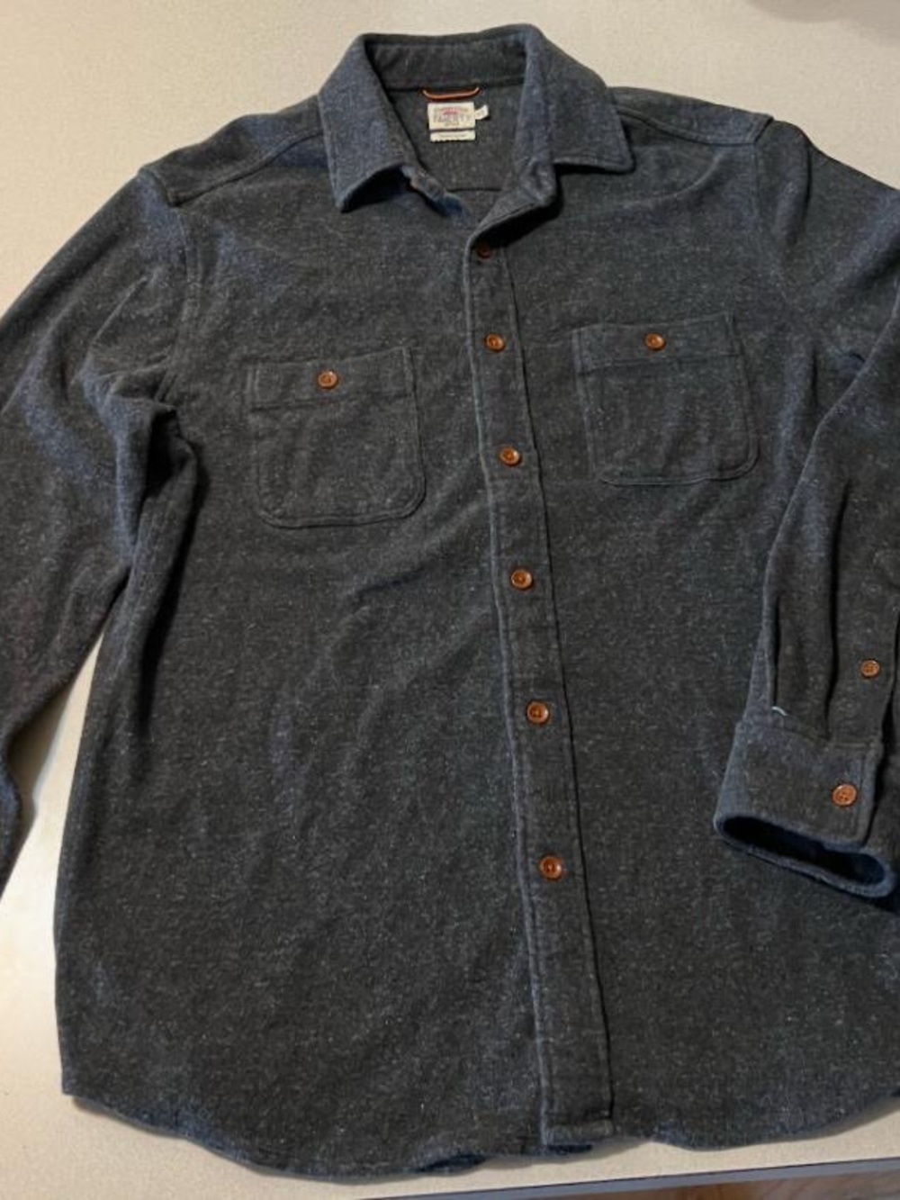Faherty Dark Heather Gray Long-Sleeve Button-Down Shirt